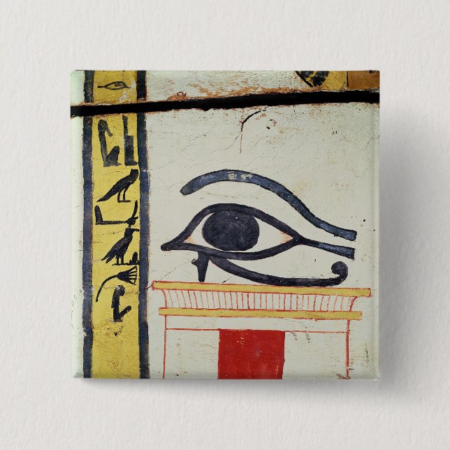 Bóton Quadrado 5.08cm Olho de Wedjat, detalhe do cobrir do sarcófago de (Frente)