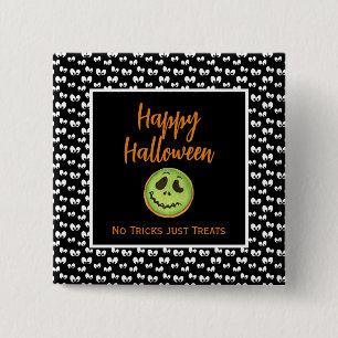 Bóton Quadrado 5.08cm Olhos assustadores do Halloween biscoito verde sem