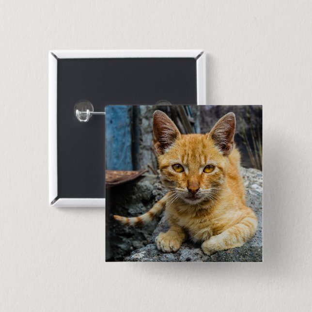 Bóton Quadrado 5.08cm Olhos de ouro (Frente & Verso)