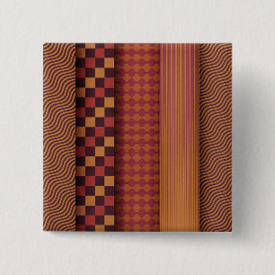Bóton Quadrado 5.08cm Ondas Retro e Padrão Geométrico de Meados do Sécul