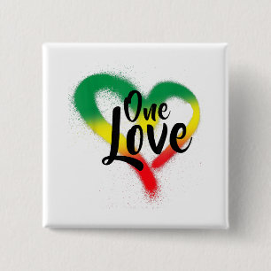 Bóton Quadrado 5.08cm One Love One Heart Reggae Vibes