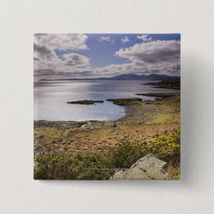 Bóton Quadrado 5.08cm Opinião da água e da costa no Bute, Argyll,