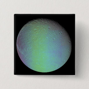 Bóton Quadrado 5.08cm Opinião de cor falsa da lua Dione de Saturn