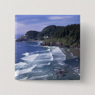 Bóton Quadrado 5.08cm OR, Costa do Oregon, Farol Heceta Head, em