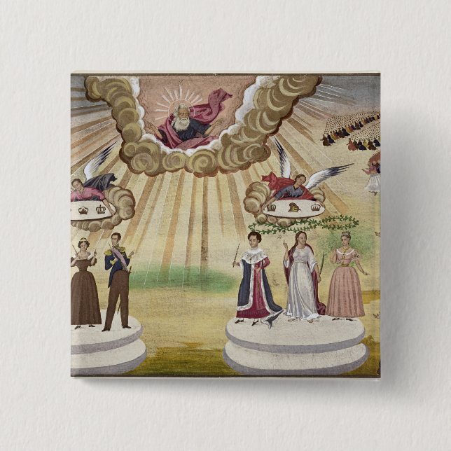 Bóton Quadrado 5.08cm Orações aos deuses para a libertação da piscina, (Frente)