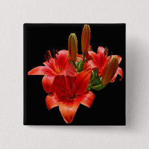 Bóton Quadrado 5.08cm Orange Lily Blossoms
