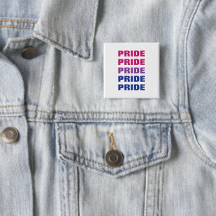 Bóton Quadrado 5.08cm Orgulho Bissexual LGBTQ Texto Repetido Personalizá