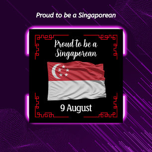 Bóton Quadrado 5.08cm Orgulho de ser um Botão do Dia Nacional de Singapu