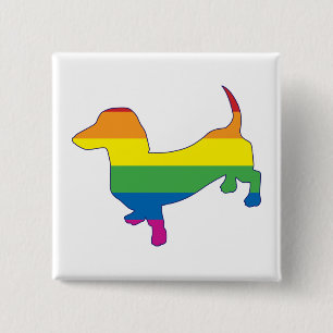 Bóton Quadrado 5.08cm orgulho gay Dachshund/Wiener