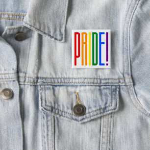 Bóton Quadrado 5.08cm Orgulho! Logotipo tipográfico de cores do pavilh