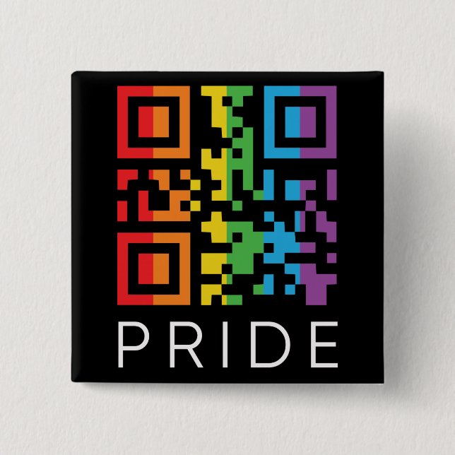 Bóton Quadrado 5.08cm Orgulho Rainbow QR Code LGBTQIA+ (Frente)