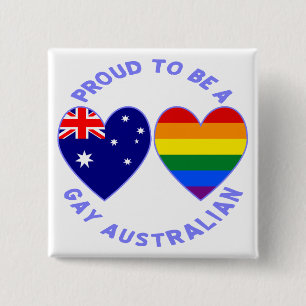 Bóton Quadrado 5.08cm Orgulhoso por Ser um Australiano Gay