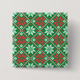 Bóton Quadrado 5.08cm Ornamento Feliz de Natal
