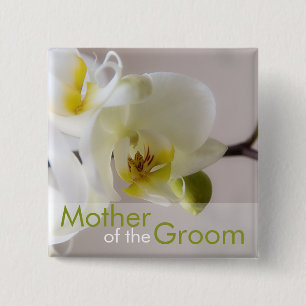 Bóton Quadrado 5.08cm Orquídea branca • Botão do casamento