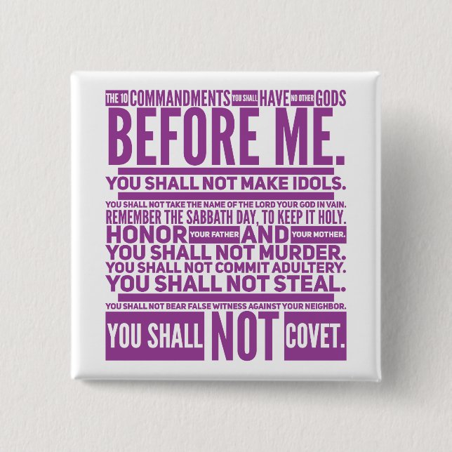 Bóton Quadrado 5.08cm Os 10 Mandamentos - Botão Quadrado (Frente)