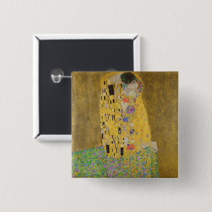 Bóton Quadrado 5.08cm Os amantes beijando o abraço de Gustav Klimt