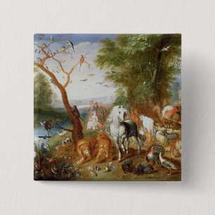 Bóton Quadrado 5.08cm Os animais que entram na arca de Noah