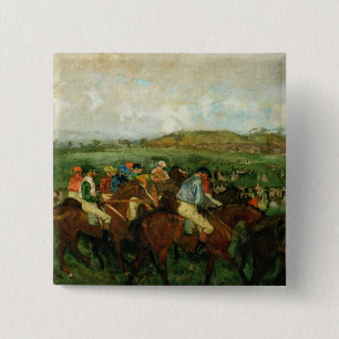 Bóton Quadrado 5.08cm Os cavalheiros de Edgar Degas competem, antes da