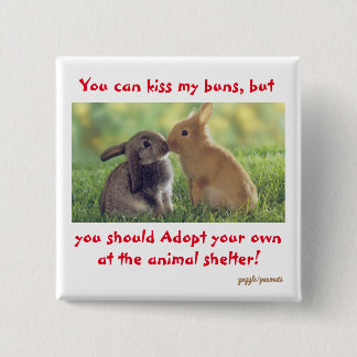 Bóton Quadrado 5.08cm Os coelhos também precisam de amor! Botão