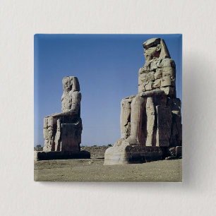 Bóton Quadrado 5.08cm Os Colossi de Memnon, estátuas de Amenhotep