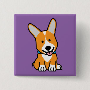 Bóton Quadrado 5.08cm Os Corgis do Corgi perseguem o Pembroke feliz