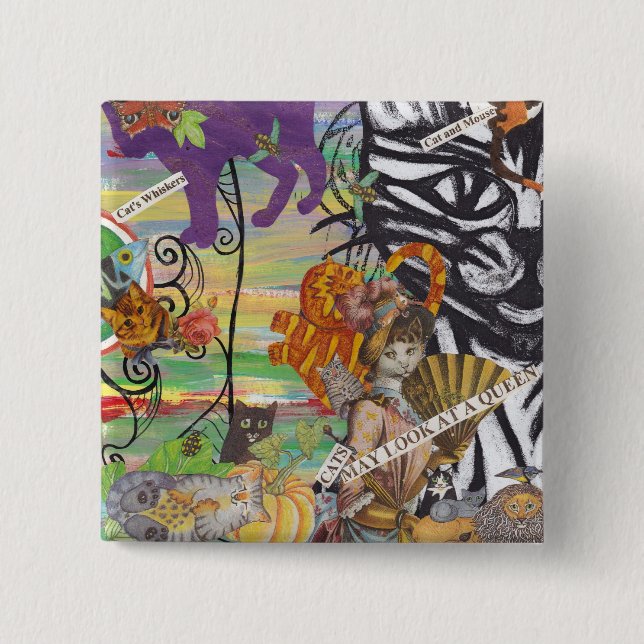 Bóton Quadrado 5.08cm Os gatos podem olhar um botão da rainha (Frente)