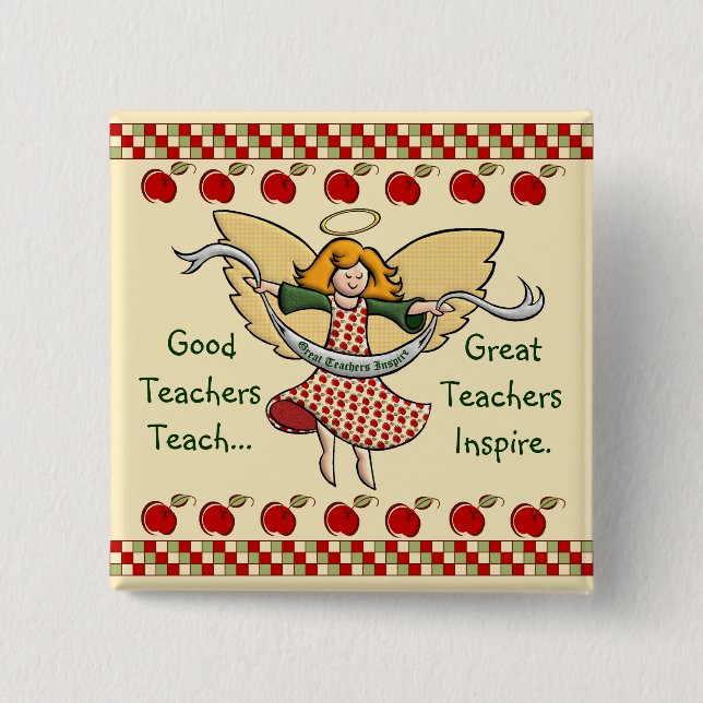 Bóton Quadrado 5.08cm Os grandes professores inspiram (Frente)