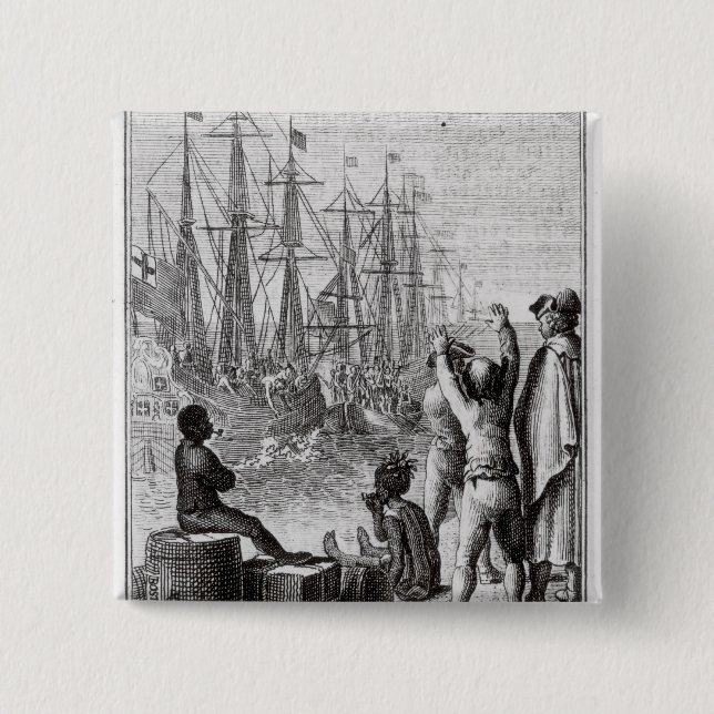 Bóton Quadrado 5.08cm Os habitantes do lance de Boston (Frente)