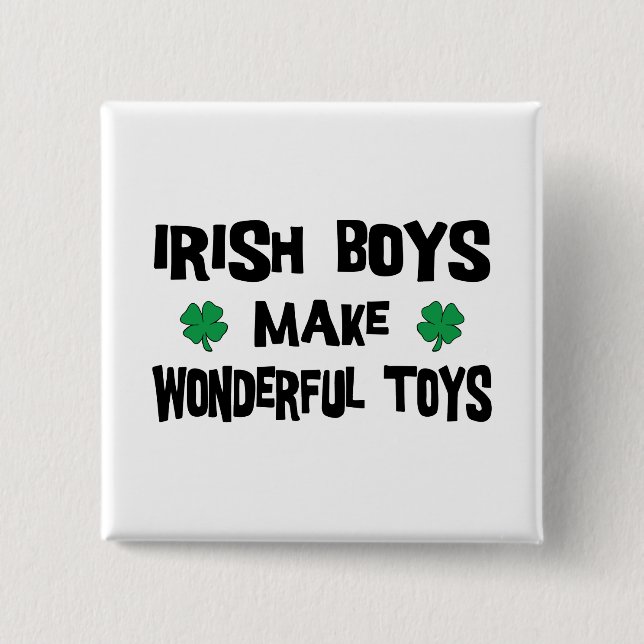 Bóton Quadrado 5.08cm Os meninos irlandeses fazem brinquedos (Frente)