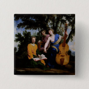 Bóton Quadrado 5.08cm Os musas Melpomene, Erato e Polymnia, 1652-55