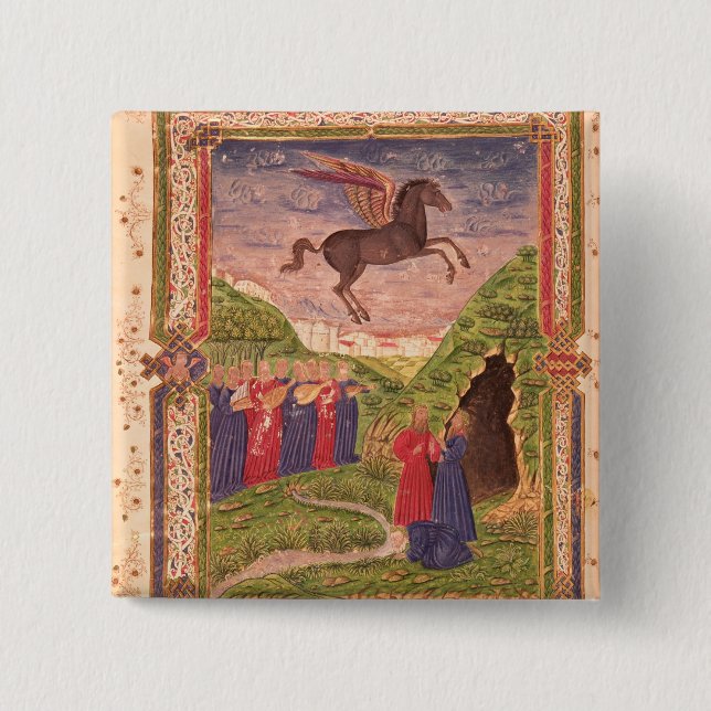 Bóton Quadrado 5.08cm Os nove musas que jogam instrumentos (Frente)