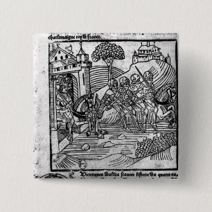 Bóton Quadrado 5.08cm Os quatro filhos de Aymon são perseguidos