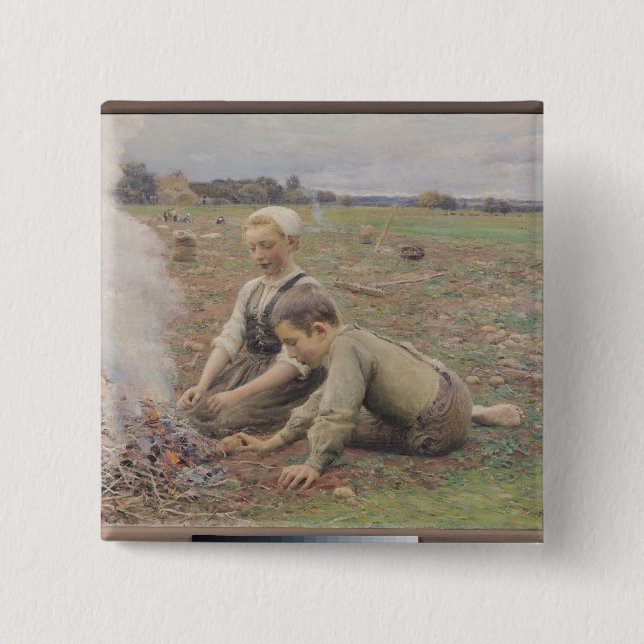 Bóton Quadrado 5.08cm Os recolectores da batata, 1898 (Frente)
