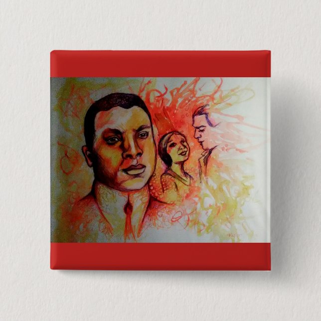 Bóton Quadrado 5.08cm Oscar Micheaux - botão preto do cinematógrafo (Frente)