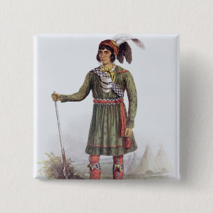 Bóton Quadrado 5.08cm Osceola ou "ascensão Sun", um líder do Seminole