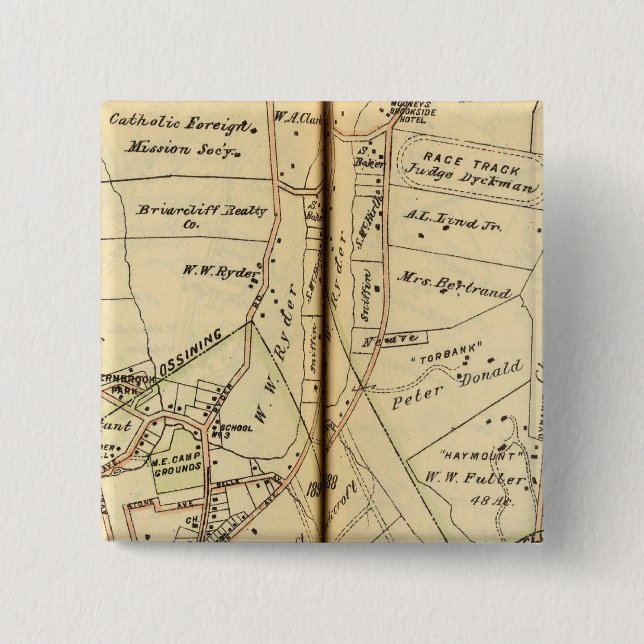 Bóton Quadrado 5.08cm Ossining, Nova York (Frente)