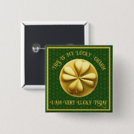 Bóton Quadrado 5.08cm Ouro personalizado Rua Shamrock. Dia de Patrick