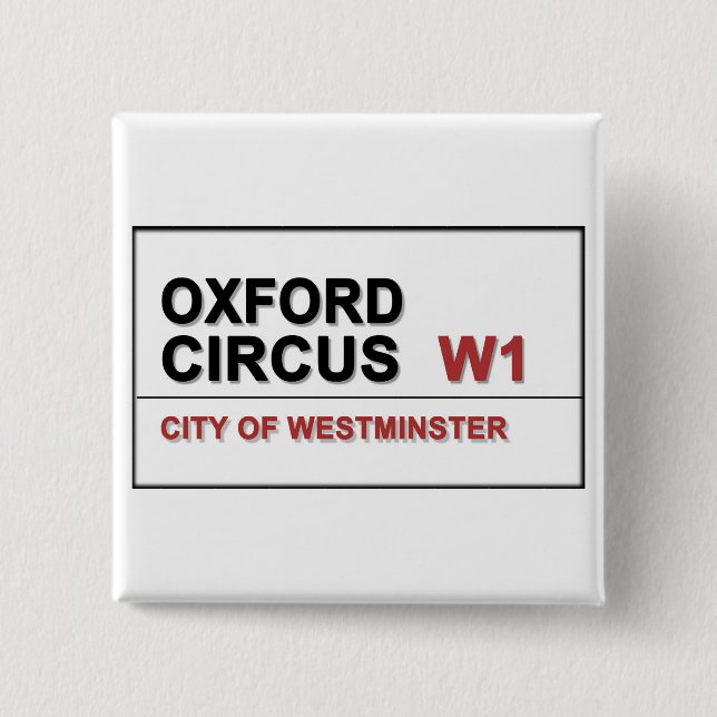 Bóton Quadrado 5.08cm Oxford Circus Lodon Inglaterra (Frente)