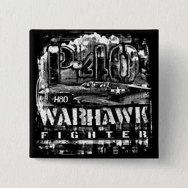 Bóton Quadrado 5.08cm P-40 Warhawk (Frente)