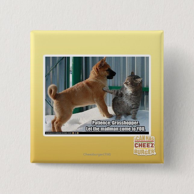 Bóton Quadrado 5.08cm Paciência, gafanhoto (Frente)