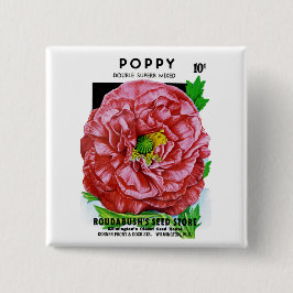 Bóton Quadrado 5.08cm Pacote de Semente Vintage Poppy