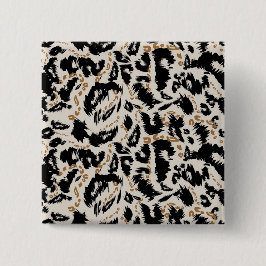 Bóton Quadrado 5.08cm Padrão Abstrato de Leopardo Africano Boêmio