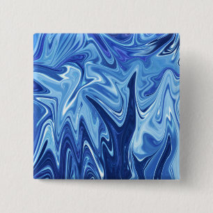 Bóton Quadrado 5.08cm Padrão abstrato líquido azul