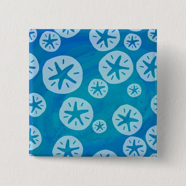 Bóton Quadrado 5.08cm Padrão Branco e Azul do Dólar de areia (Frente)