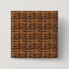 Bóton Quadrado 5.08cm Padrão de cesta do Wicker
