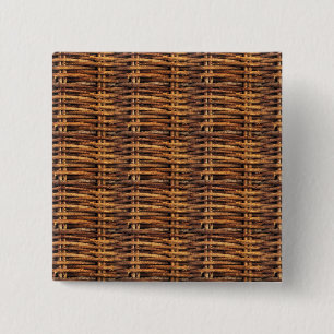 Bóton Quadrado 5.08cm Padrão de cesta do Wicker