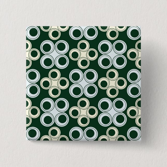 Bóton Quadrado 5.08cm Padrão de Círculos Geométricos Retrô (Frente)