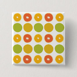 Bóton Quadrado 5.08cm Padrão de Comida de Frutas de Citros de Laranjas