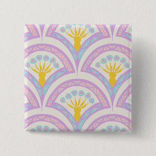 Bóton Quadrado 5.08cm padrão de concha em cores pastel
