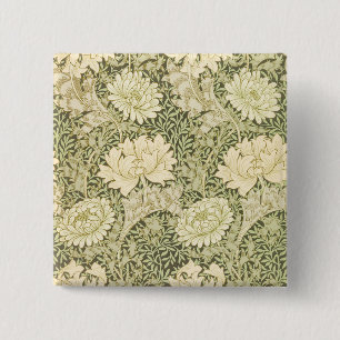 Bóton Quadrado 5.08cm Padrão de Flor Chrysanthemum (por William Morris)